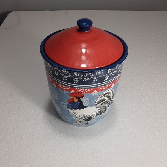 Certified International Blue and Red Rooster Canister Spring - Picture 9 of 9